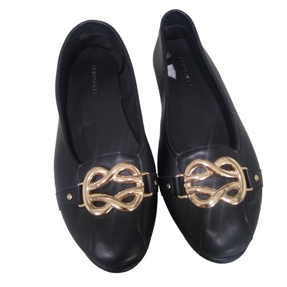 [G171] Aerosoles Black & Gold Braid Flats, Size 8.5 - Picture 1 of 6